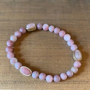 Pink Beaded Bracelet with Gold Accents